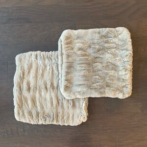 Pottery Barn Faux Fur Pillow in Tan